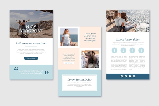 Free Vector blogger email template with photo