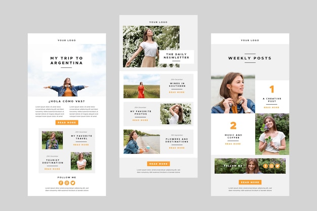 Free Vector blogger email templates with photo