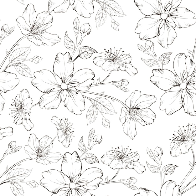 Free vector blooming sakura seamless pattern