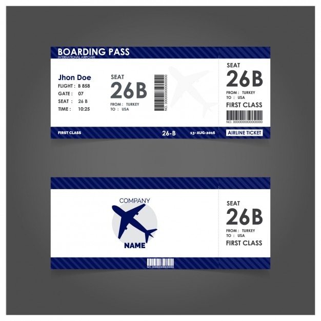 Free Vector blue boarding pass template