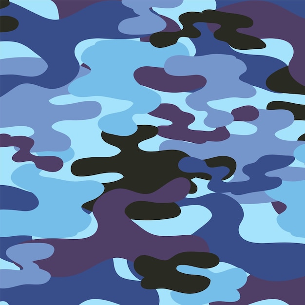 Blue Camouflage Seamless Pattern