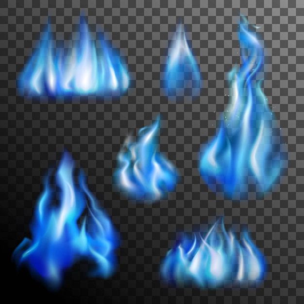 Free Vector blue fire transparent set