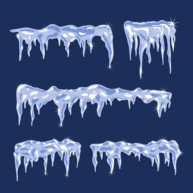 Blue Ice sheets with icicles Vector Illustration