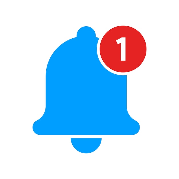 Free Vector blue notification bell with one notification