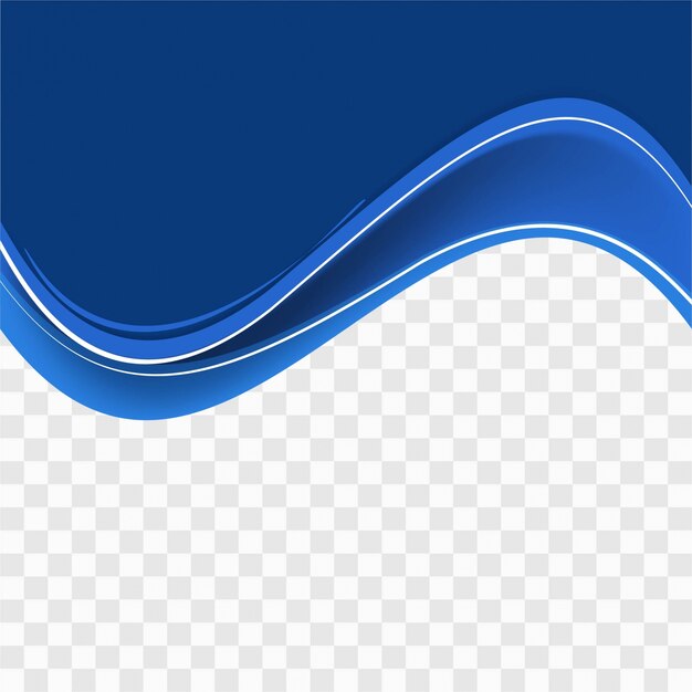 Blue wavy shape on transparent background