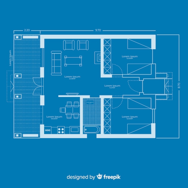 Free Vector blueprint of a house modern plan