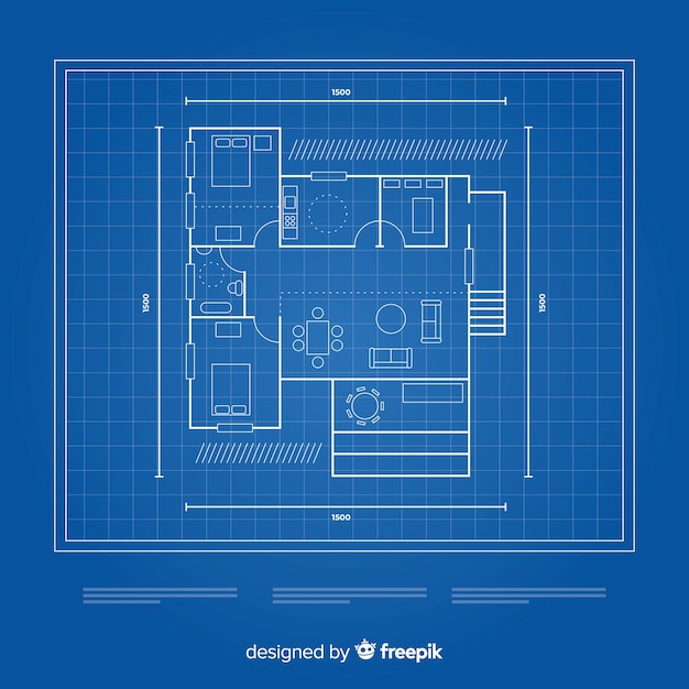 Free Vector blueprint of a house top view