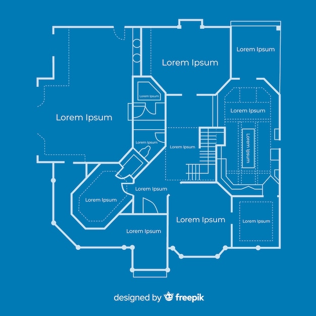 Free Vector blueprint sketch plan of a house