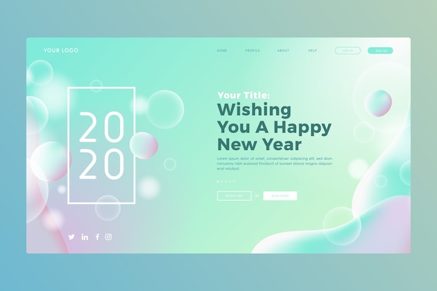 無料Vector ぼやけた新年のランディングページ