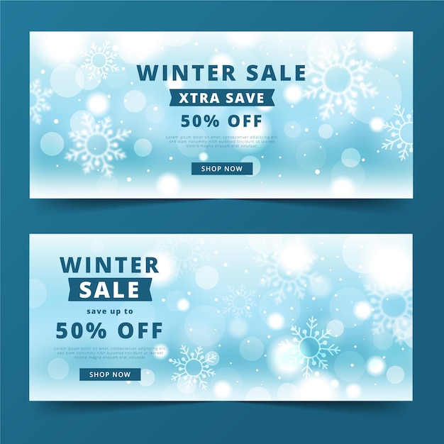 Free Vector blurred winter sale banners template