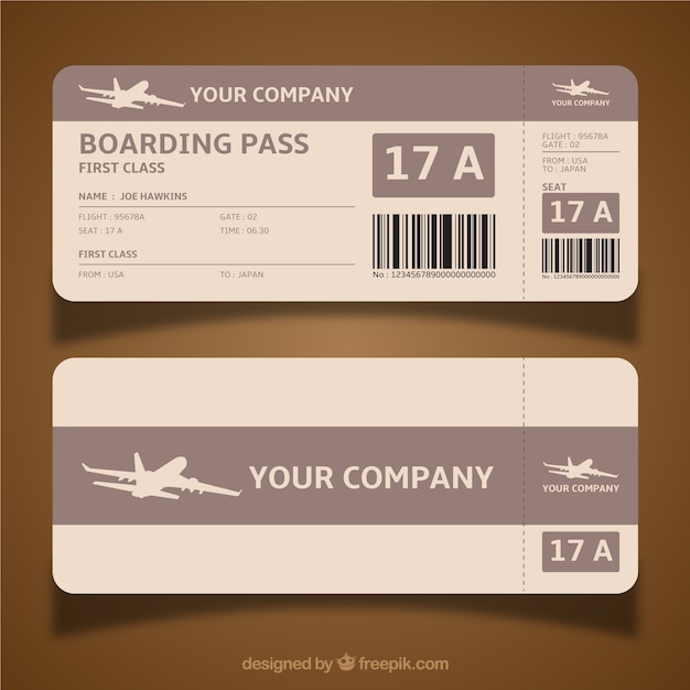Free vector boarding pass template in brown tones