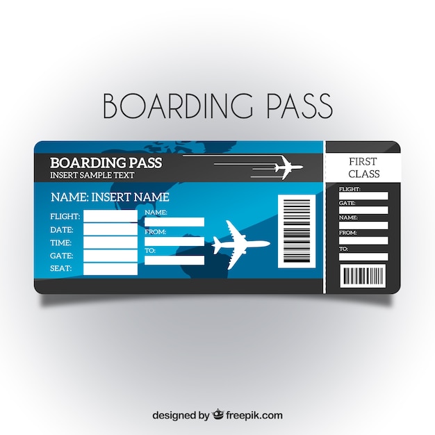 Free Vector boarding pass template with blue background