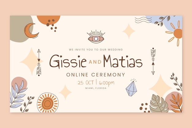 Boho wedding webinar design template