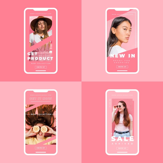 Free vector bold colors instagram stories