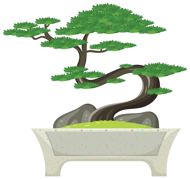 Free Vector bonsai tree in pot on white background