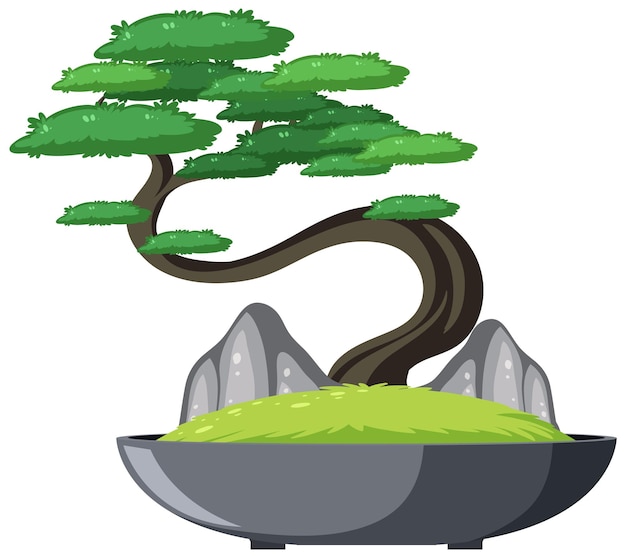 Free Vector bonsai tree in pot on white background