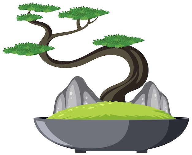 Free Vector bonsai tree in pot on white background