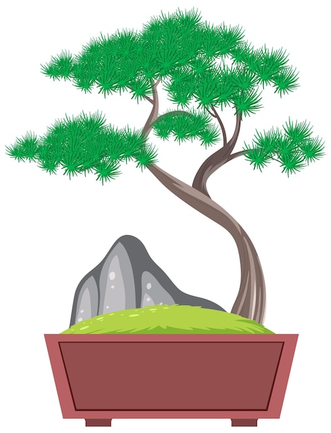 Free Vector bonsai tree in pot on white background