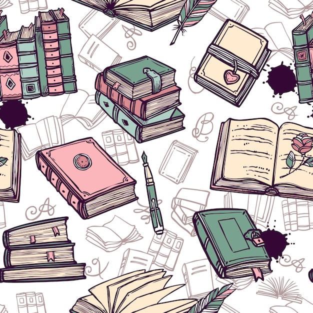 Free vector books seamless pattern