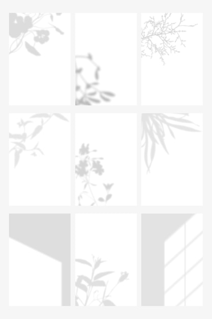 Free Vector botanical shadow on white background template set