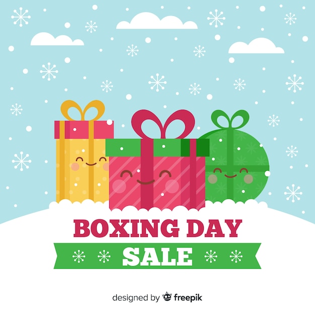 Free Vector boxing day cute gifts sale background