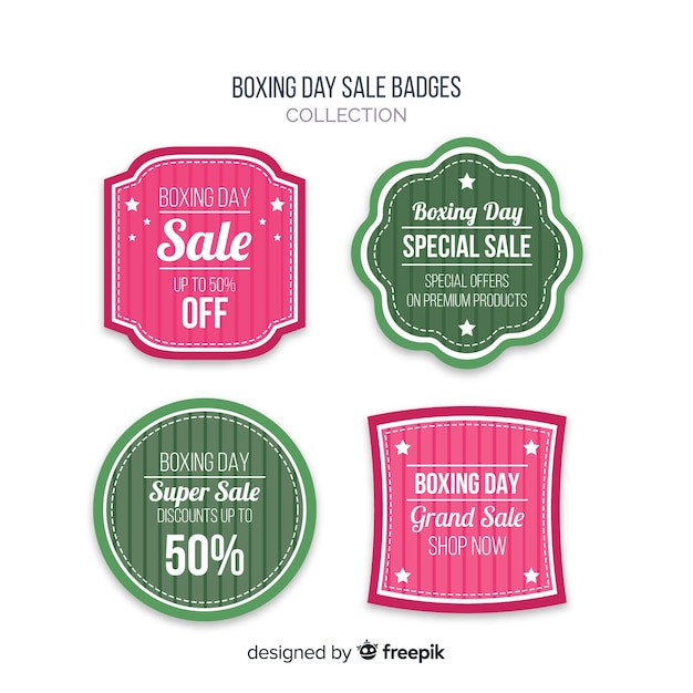 Free Vector boxing day sale badges collection