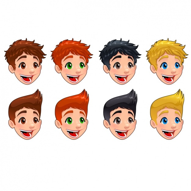 Free Vector boy faces collection