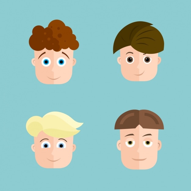 Free Vector boy faces collection