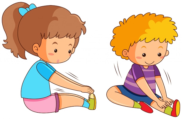 Free Vector boy and girl exercising