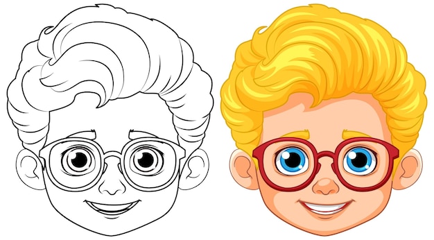 Free Vector boy with blonde hair and brown eyes outline for coloring