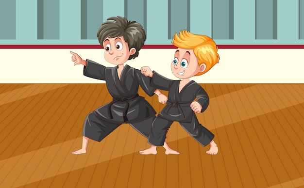 Free Vector boys at taekwondo fight