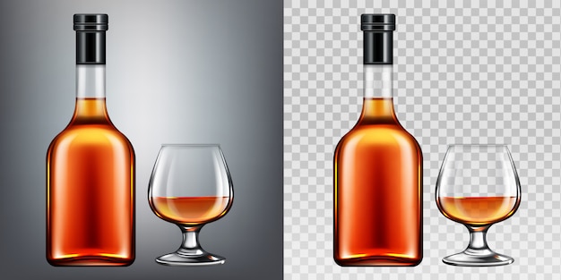 Free Vector brandy bottle and glass