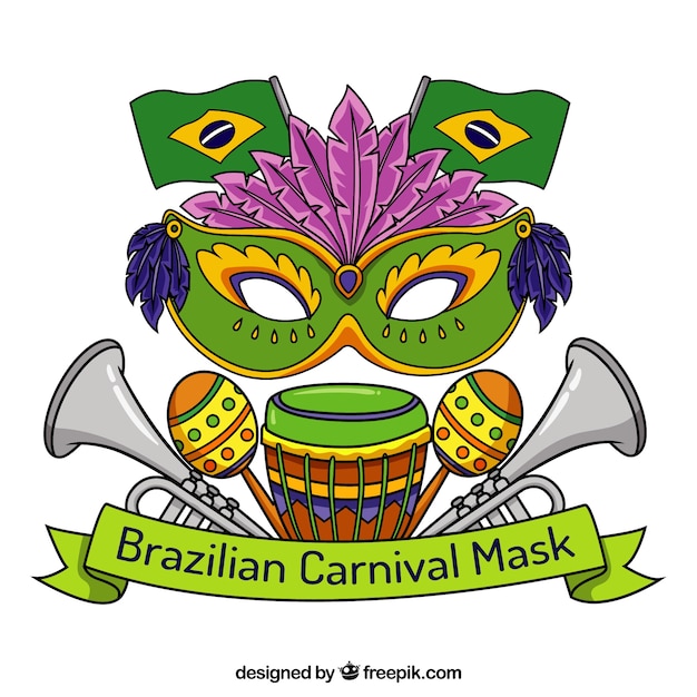 Free vector brazilian carnival mask background