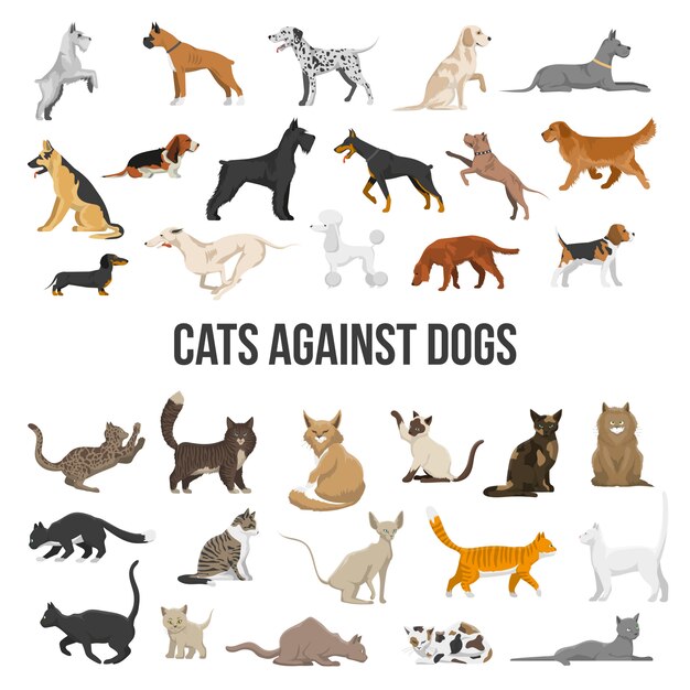 Breed Set Of Dogs And Cats 