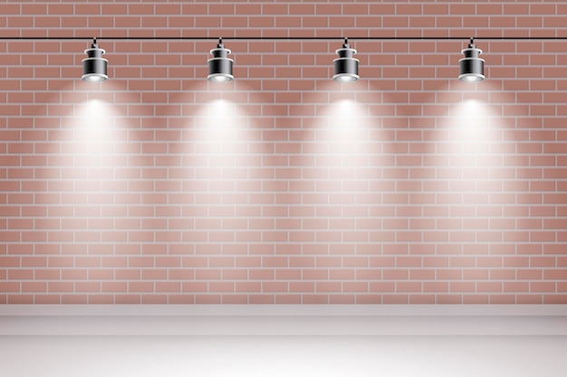 Free Vector brick wall with spot lights background