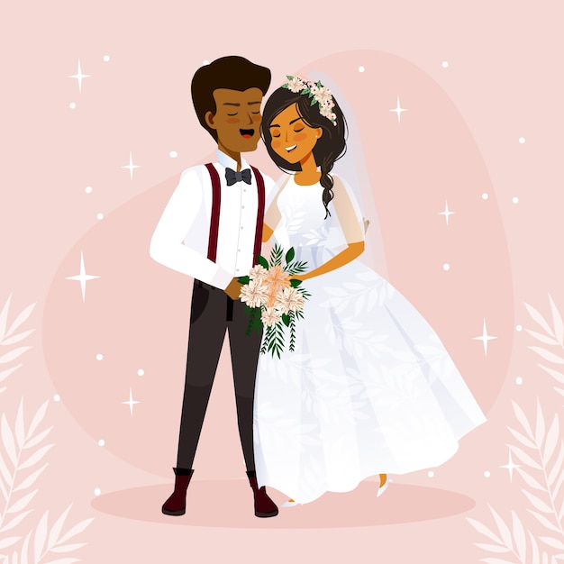 Bride and groom illustration concept