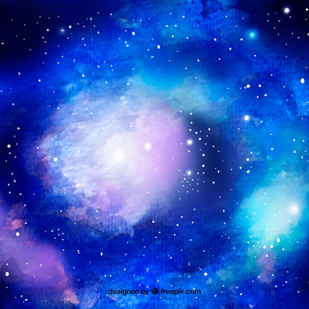 Free Vector bright blue watercolor galaxy background