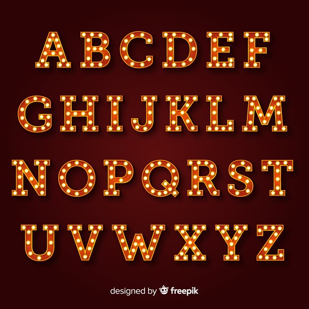 Bright sign alphabet in vintage style