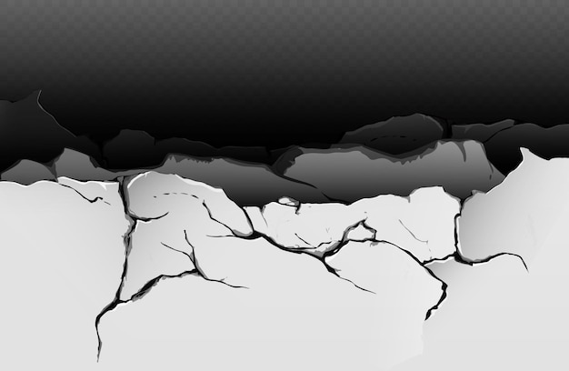 Free Vector broken concrete wall border with jagged edges