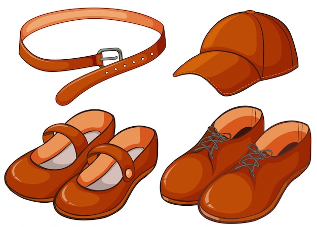 Free vector brown shoes and belt