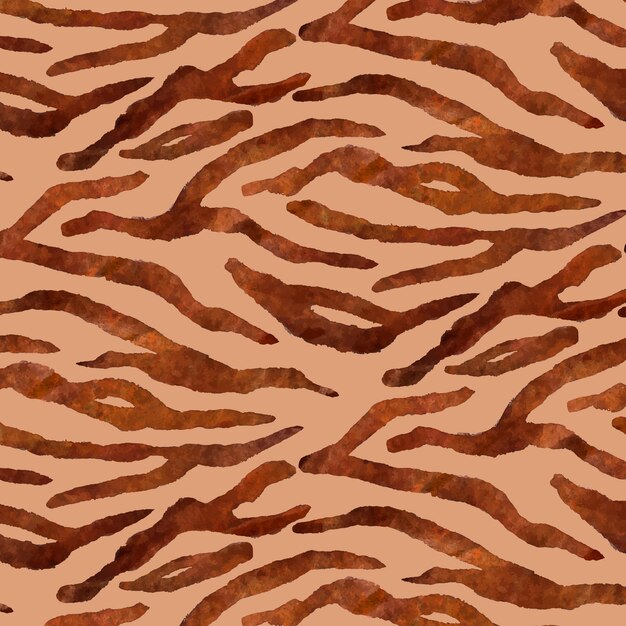 Brown skin animal print watercolor seamless pattern