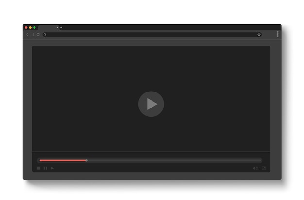 Free Vector browser with video player screen mockup template