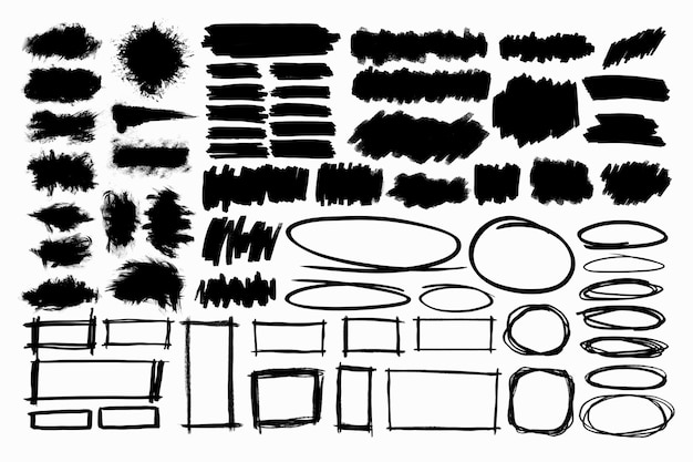 Free Vector brush element in black on white background collection