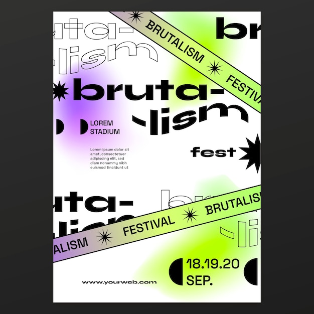 Free Vector brutalism poster template design