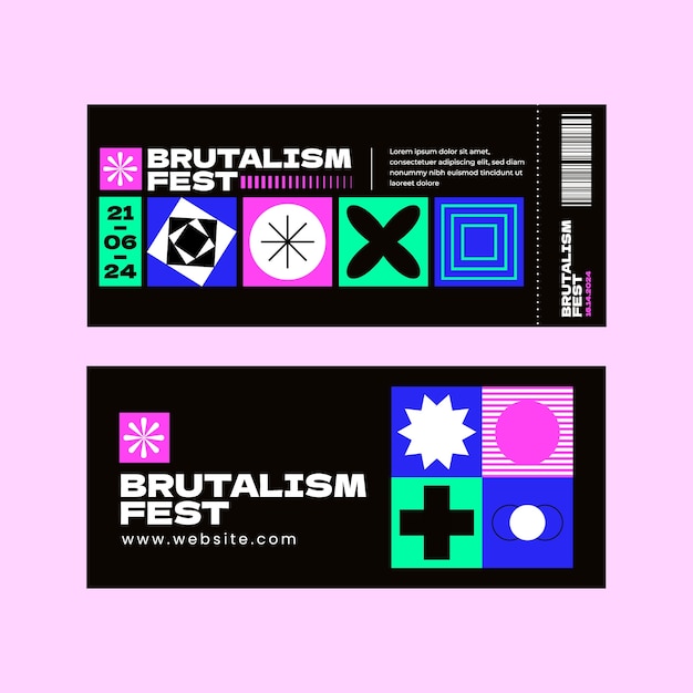 Free Vector brutalism ticket template