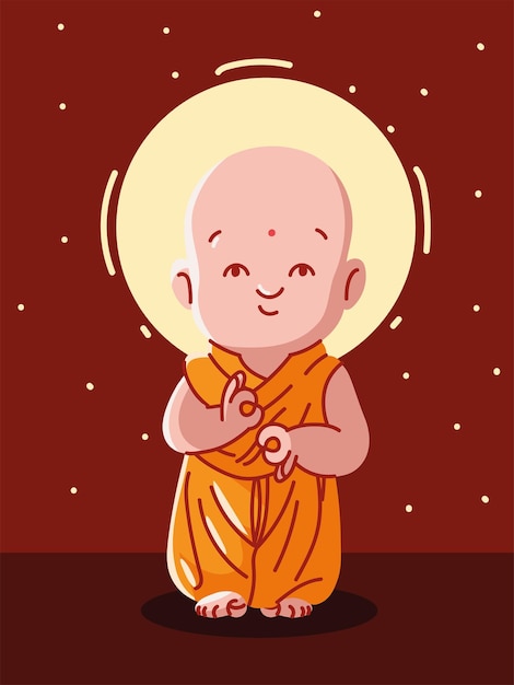 Free Vector buddhist monk standing