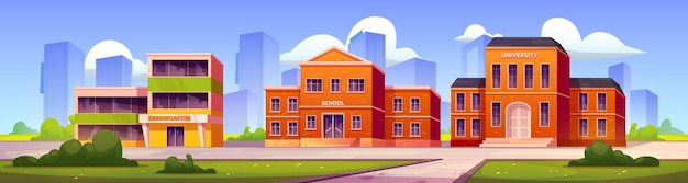 Free vector buildings of school kindergarten and university