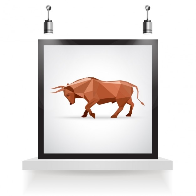 Bull origami design in a frame