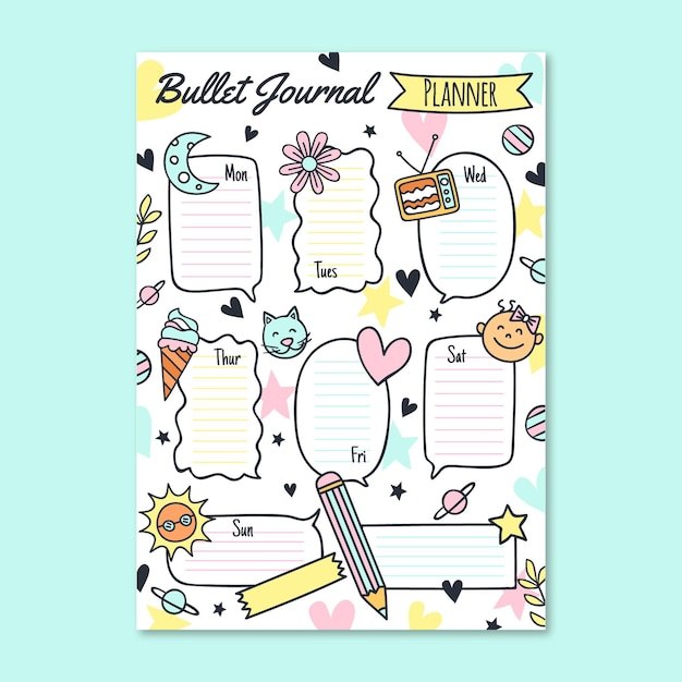 Free Vector bullet journal planner template