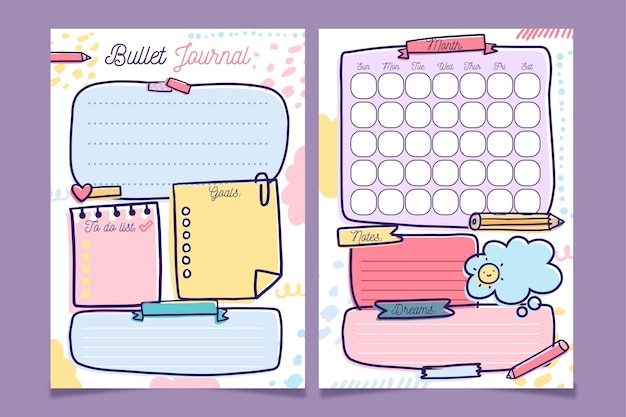 Free Vector bullet journal planner template